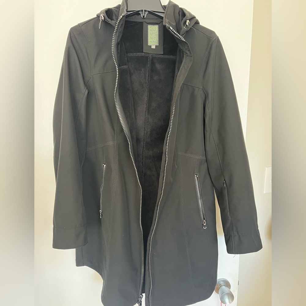 Kristin Blake raincoat. Fleece lined. Black. Size large